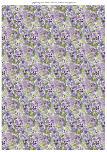 PURPLE PANSY BACKGROUND/BACKING PAPER: A4 Floral Craft Sheet (Includes Commercial Use).