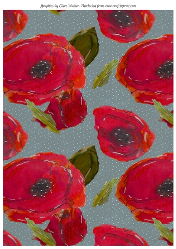 POPPIES & POLKA DOTS: A4  Multi-Directional Background/Backing Paper With Commercial Use