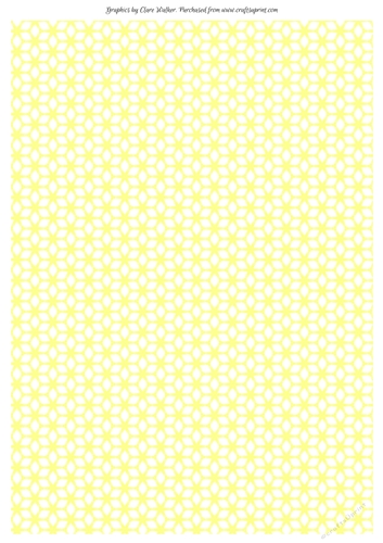  YELLOW & WHITE GEOMETRIC FLORAL BACKGROUND: A4  Multi-Directional Backing Paper/Craft Sheet, With Commercial Use.