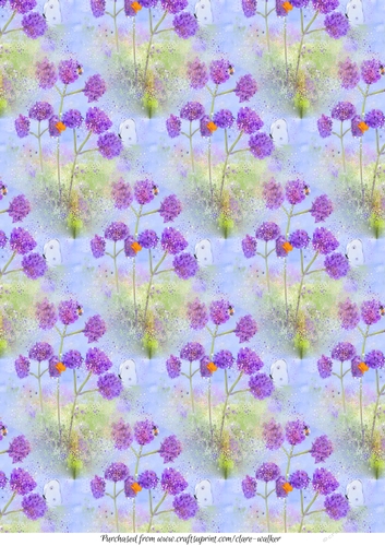 VERBENA: A4 Purple Floral Patterned Background With Commercial Use