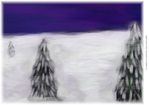 PAINTED SNOWY CHRISTMAS BACKGROUND: A4 Background/Backing Paper, With Commercial Use