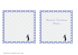 2 CUTE CHRISTMAS PENGUIN INSERTS: 1 Blank, 1 With Short Verse/Sentiment