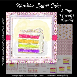 RAINBOW LAYER CAKE MINI-KIT: 5-Pages, With 5 Pyramage/Decoupage Layers, 2 Backgrounds, 2 Inserts & 12 Tags
