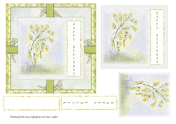 COWSLIPS: 6 by 6 Birthday/Easter/Spring Card With Easy Decoupage & Commercial Use