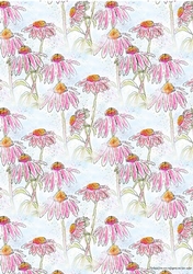 ECHINACEA BACKGROUND/BACKING PAPER: A4 Pink Floral Paper With Commercial Use
