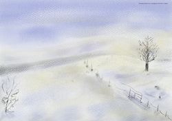 SNOWY BACKGROUND/BACKING PAPER: A4 Christmas/Winter Snow Scene With Commercial Use