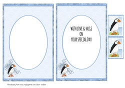 PUFFIN INSERTS: 2 x Cute Puffin Inserts and Bonus Gift Tag