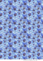 GENTIANS BACKGROUND: A4 Blue Floral Background/Backing Paper With Commercial Use