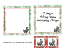 2 SCOTTIE DOG INSERTS: 1 Blank, One With Short Dog-Themed Verse/Sentiment, Plus Bonus Gift Tag
