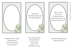 3 WHITE LILY SYMPATHY INSERTS: 1 Blank, 2 With Verse, Plus 3 Additional Verses