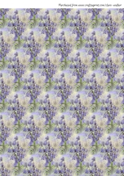 BLUEBELL DAMASK FLORAL BACKGROUND: A4 Patterned Backing Paper