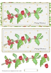 CHRISTMAS HOLLY: Watercolour DL Card With 4 Decoupage Layers