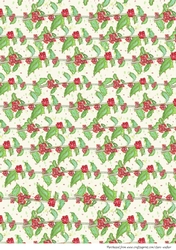 CHRISTMAS HOLLY BACKGROUND: A4 Multi-Directional Holly-Patterned Backing Paper