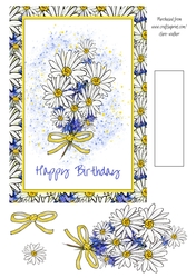 DAISIES AND CORNFLOWERS: A5 Birthday Floral Topper With Decoupage