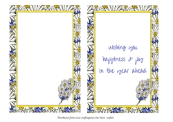 DAISY AND CORNFLOWER INSERTS: 2 Floral Inserts, 1 Blank, 1 With Short Verse/Sentiment