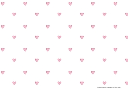 PINK WATERCOLOUR HEARTS: A4 Horizontal-Patterned Background/Backing Paper