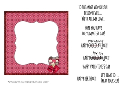 CHOCOLATES: Blank 6 by 6 Insert for Valentines/Anniversary/Birthday, With 7 Bonus Interchangeable Sentiments.
