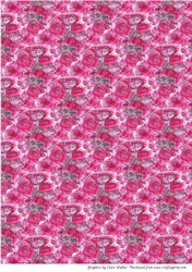 WATERCOLOUR CARNATIONS: A4 Hot Pink Watercolour Carnation Patterned Background/Backing Paper