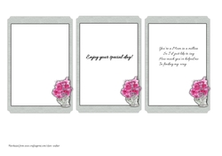 3 WATERCOLOUR CARNATION INSERTS: 1 Blank, 2 With Verse, For Mothers Day/Female Occasions