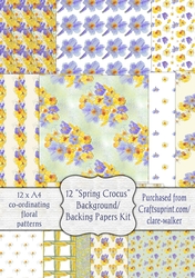 SPRING CROCUS BACKGROUNDS KIT: 12 Co-ordinating A4 Backing Papers, Plus 2 Bonus Sheets