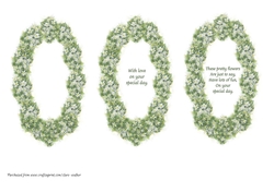 3 WHITE JASMINE FLORAL INSERTS: 1 Blank, 2 With Verse/Sentiments
