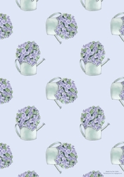 FLORAL WATERING CAN PATTERNED BACKGROUND: A4 Multi-Directional Floral Watering Can Backing Paper