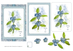 FORGET-ME-NOTS THINKING OF YOU CARD: 4x6 Card Front With 5 Decoupage Layers