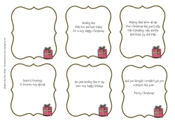 6 CHRISTMAS PRESENT MINI-INSERTS OR MINI-TOPPERS: 1 Blank, 5 With Verse