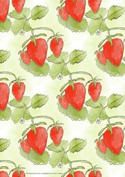 STRAWBERRY BACKGROUND: A4 Patterned Backing Paper With Strawberries and Leaves