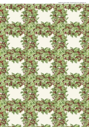 2 CHRISTMAS HOLLY WREATH PLAID BACKGROUND: A4 Multi-Directional Patterned Backing Paper