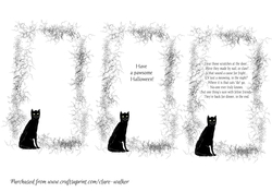 3 BLACK CAT HALLOWEEN MINI-INSERTS : 1 Blank, 2 With Verse