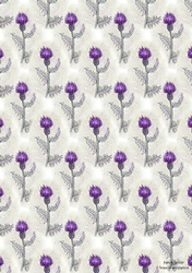 PURPLE THISTLE BACKGROUND: A4 Floral Patterned Backing Paper
