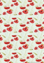 POPPY PATTERNED BACKGROUND: A4 Red Poppy Backing Paper
