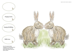 CUTE RABBIT- SHAPED CARD: With 4 Sentiment/Mini-Insert Tags included
