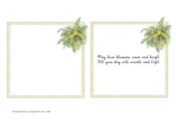 2 MIMOSA FLOWER INSERTS: 7x7 Yellow Watercolour Floral Inserts 1 Blank, 1 with Verse