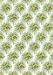 MIMOSA FLORAL BACKGROUND: A4 Yellow Flower Patterned Backing Paper