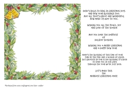 CHRISTMAS BELLS AND BERRIES INSERT: 7x7 Blank Insert With 6 Bonus Seasonal Verses