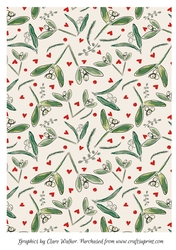 CHRISTMAS MISTLETOE & BERRIES BACKGROUND: (Includes Commercial Use)