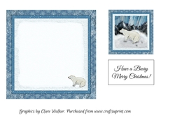 POLAR BEAR CHRISTMAS CARD INSERT, With Bonus Gift Tag/Mini Topper, Optional Verse & Commercial Use