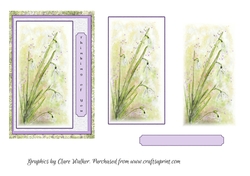 SNOWDROPS: Thinking of You  4x6 Floral Quick Card Front With Easy Decoupage & Extra Blank Sentiment Tag