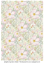 WILD ROSES: A4 Background/Backing Paper With Commercial Use