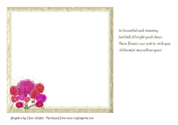 DAHLIAS: 7x7 Floral Insert With Optional Birthday Verse, and Commercial Use
