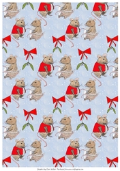 CUTE CHRISTMAS MICE BACKGROUND: A4  Pair of Cute Mice Patterned Background/Backing Paper with Commercial Use