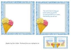 ICE CREAM ON THE BEACH INSERTS: 1 Blank, One With Verse, Bonus Gift Tag/Mini Topper, & Commercial Use