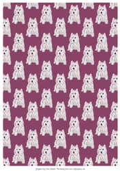 CUTE WESTIES: A4 Westie-Patterned Background/Backing Paper, With Commercial Use