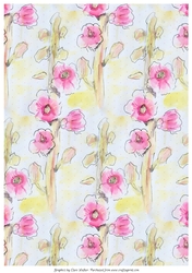 HOLLYHOCKS & POLKA DOTS: A4 Background/Backing Paper With Commercial Use