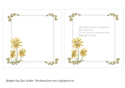 2 YELLOW DAISY INSERTS: One Blank, One With Verse