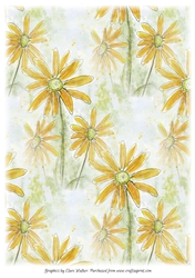 YELLOW DAISY BACKGROUND/BACKING PAPER: A4 With Commercial Use