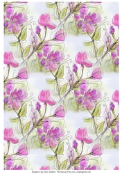 SWEET PEAS: A4 Floral Background/Backing Paper with Commercial Use