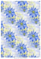 BLUE FLORAL BACKGROUND/BACKING PAPER: A4 With Commercial Use